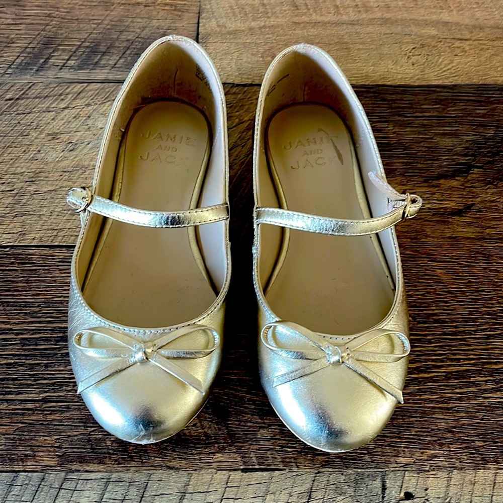 Janie and Jack Gold Metallic Bow Dress Shoe